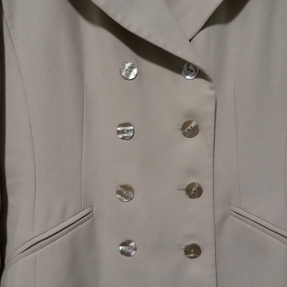 Beige Double Breasted Blazer Suit Jacket Career Cream Kasper ASL Petite - Picture 7 of 16